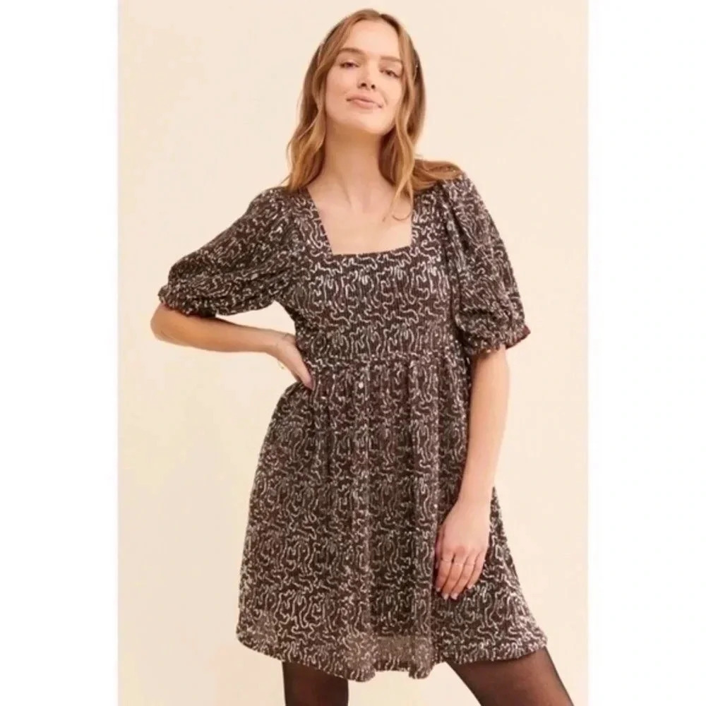 Moon River Sequin Babydoll dress Size XS